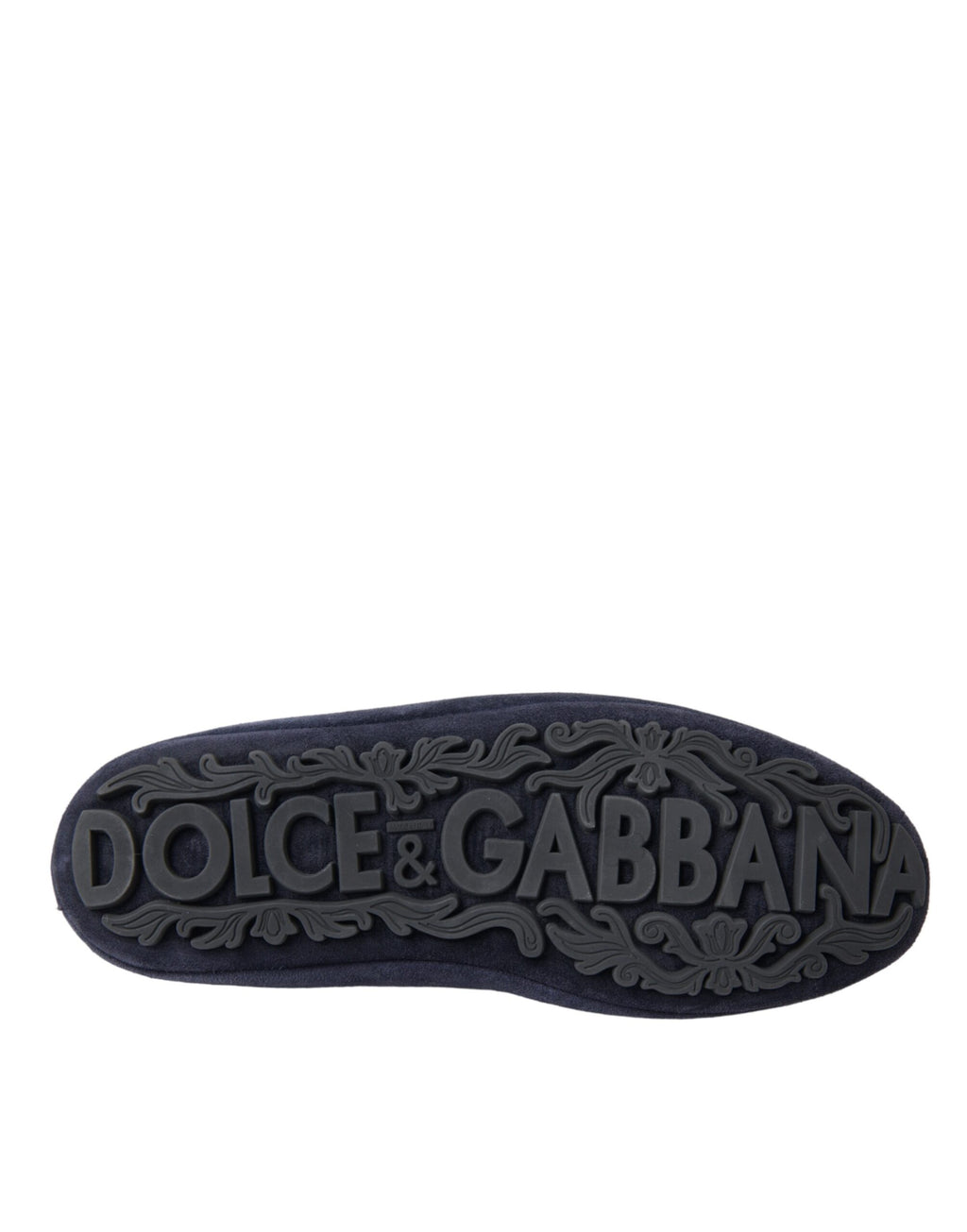 Chaussures Dolce & Gabbana Crown Loafers en cuir bleu avec détails en daim et cristaux, style élégant et sophistiqué.