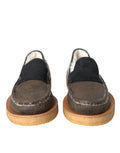 Mocassins en cuir et fourrure marron et noir de Dolce & Gabbana pour homme, style élégant et sophistiqué.