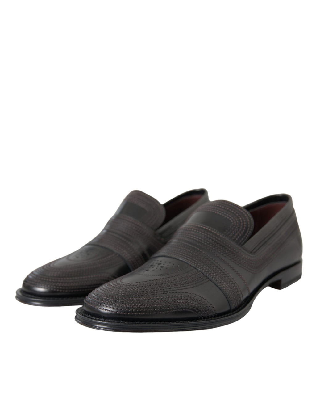 Chaussures à lacets en cuir noir et marron Dolce & Gabbana pour homme, mocassins élégants pour tenue formelle.