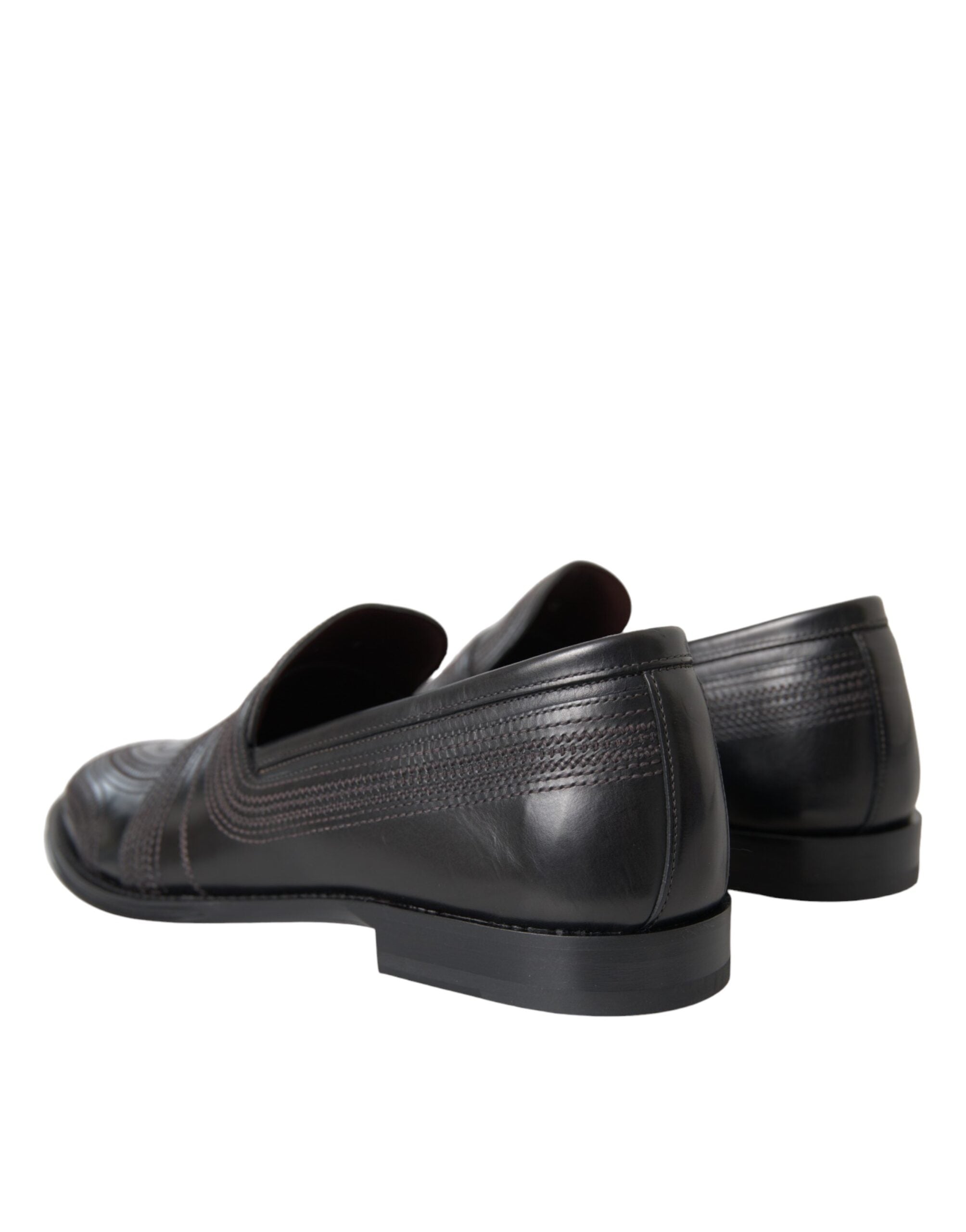 Chaussures pour hommes Dolce & Gabbana en cuir noir et brun, mocassins élégants en cuir pour hommes.