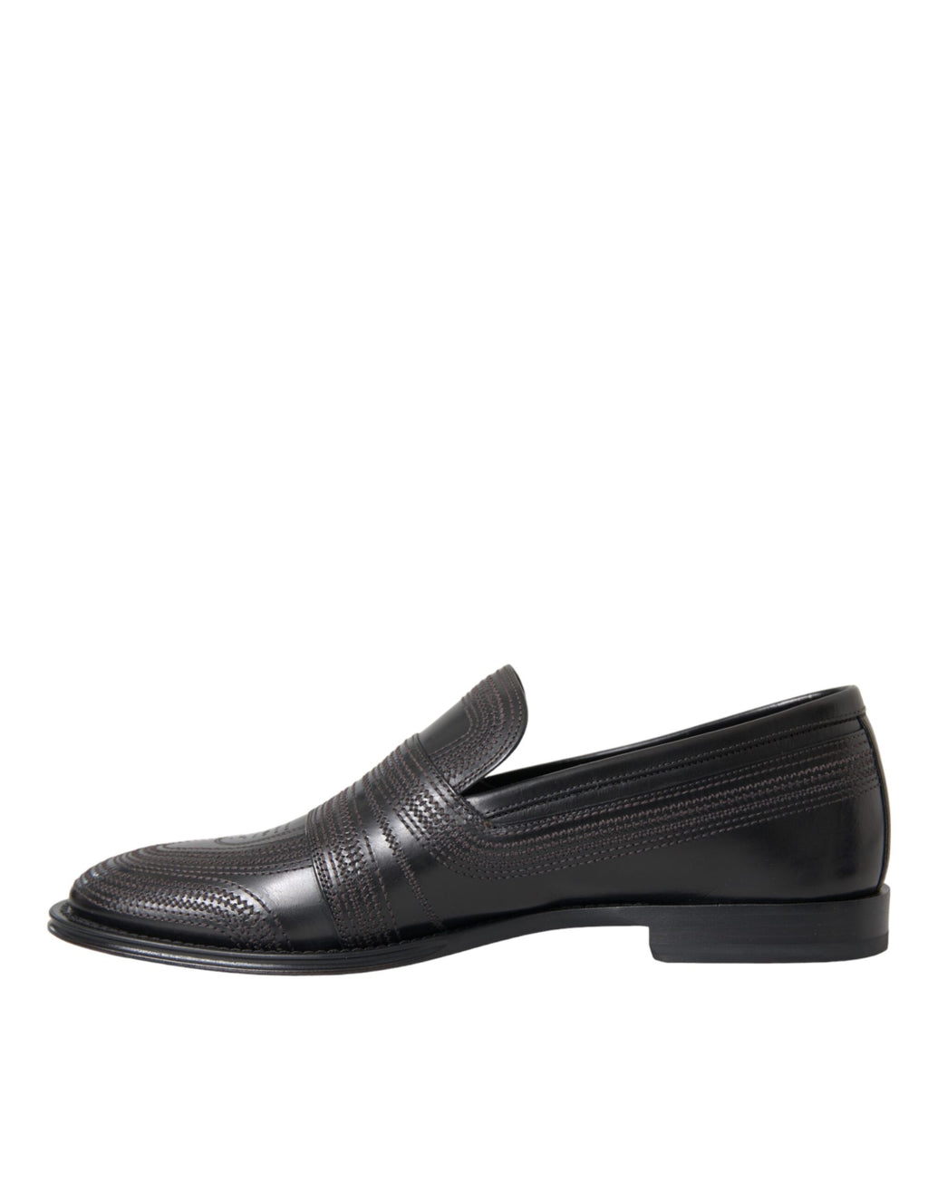 Chaussures mocassins en cuir noir et marron pour homme de la marque Dolce & Gabbana, chaussures de ville élégantes.