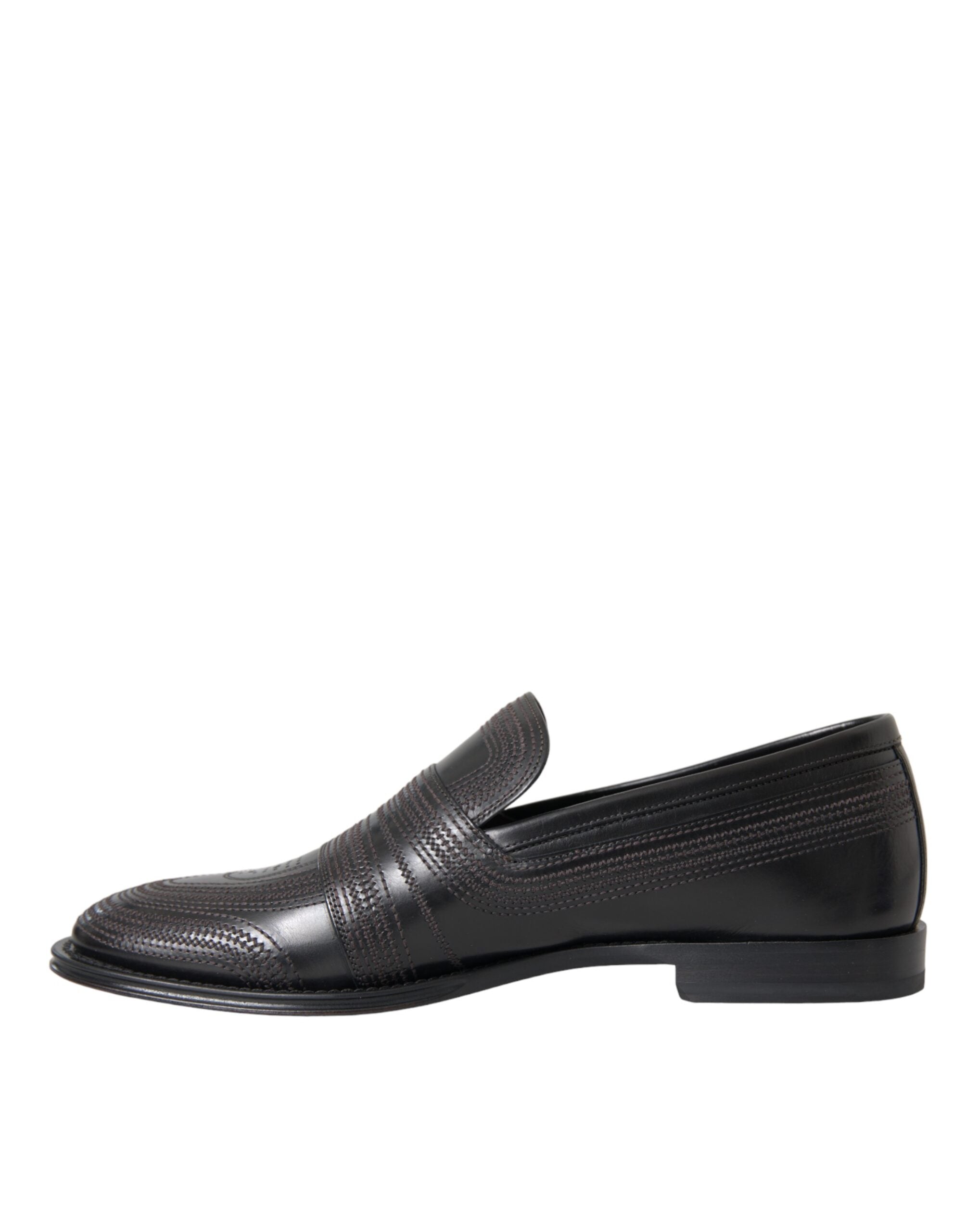 Chaussures mocassins en cuir noir et marron pour homme de la marque Dolce & Gabbana, chaussures de ville élégantes.
