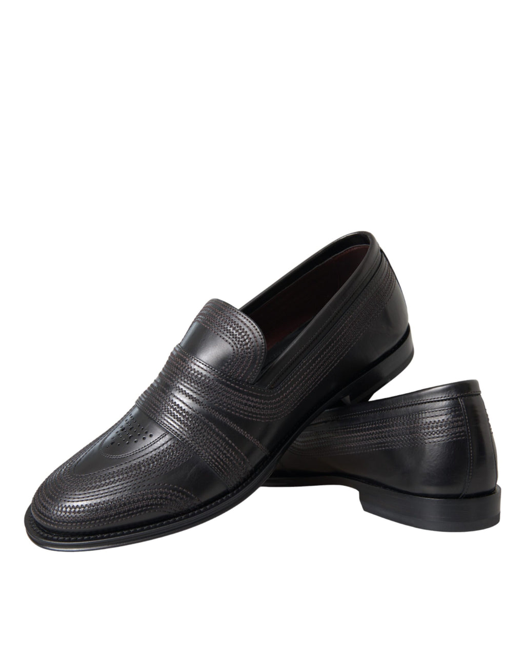 Chaussures Richelieu en cuir noir et marron Dolce & Gabbana pour homme, chaussures de ville élégantes en cuir verni.