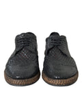 Chaussures derby en cuir de chèvre tissé noir de Dolce & Gabbana, lacets, élégantes et sophistiquées pour homme.