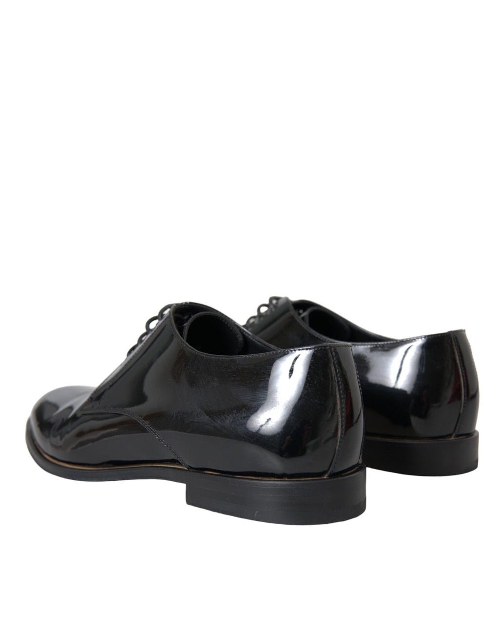 Chaussures derby en cuir verni noir de Dolce & Gabbana, chaussures formelles élégantes pour homme.