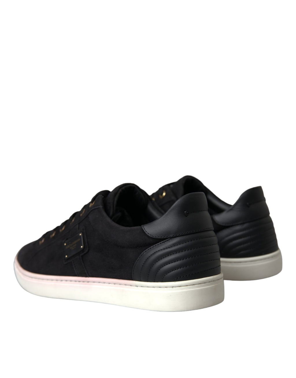 Chaussures sneakers basses en cuir suédé noir pour homme de Dolce & Gabbana, vue de face.