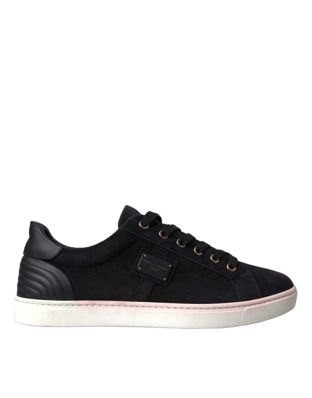 Chaussures basses en daim noir de Dolce & Gabbana pour homme, baskets élégantes en cuir pour hommes.