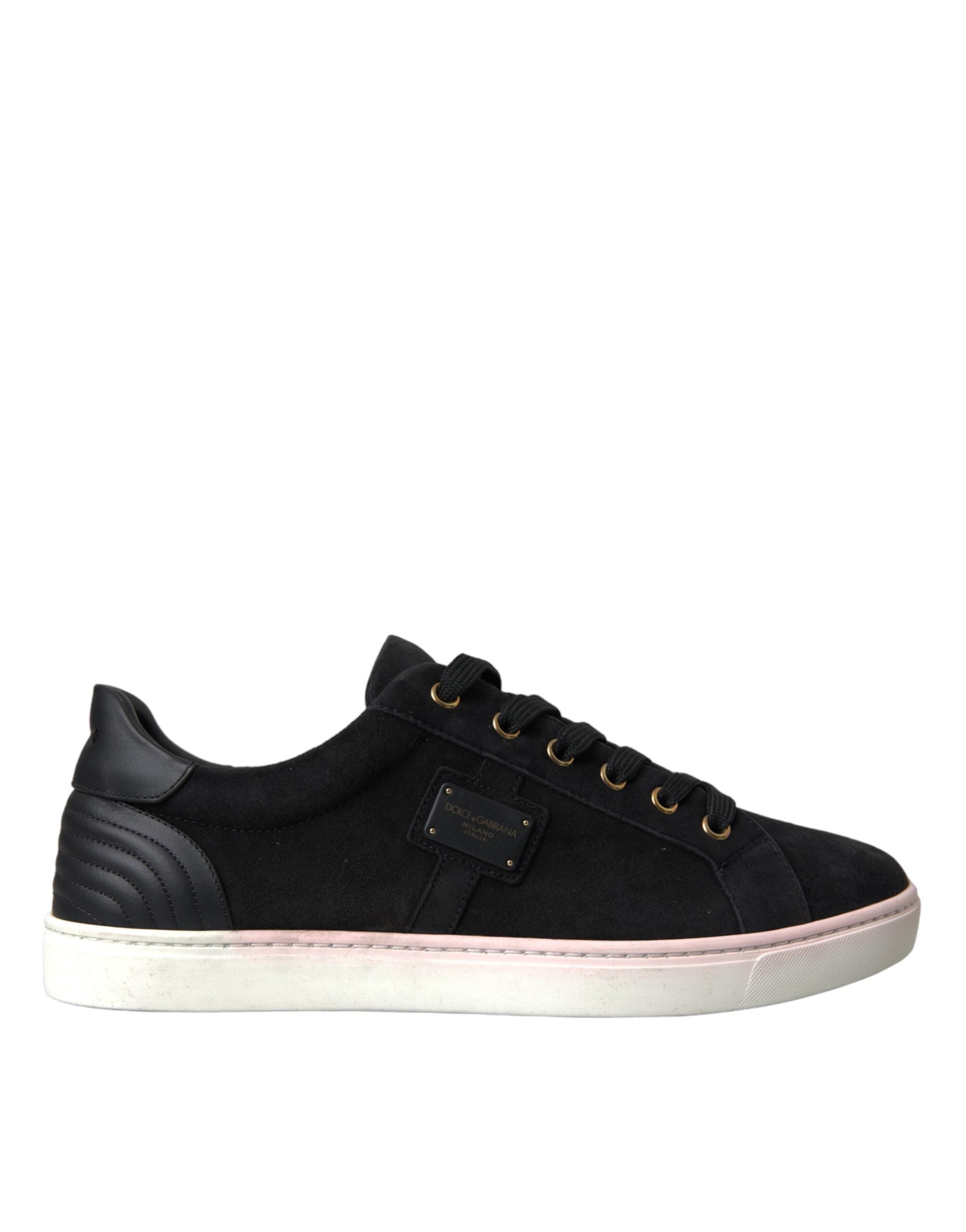 Chaussures basses en daim noir de Dolce & Gabbana pour homme, baskets élégantes en cuir pour hommes.