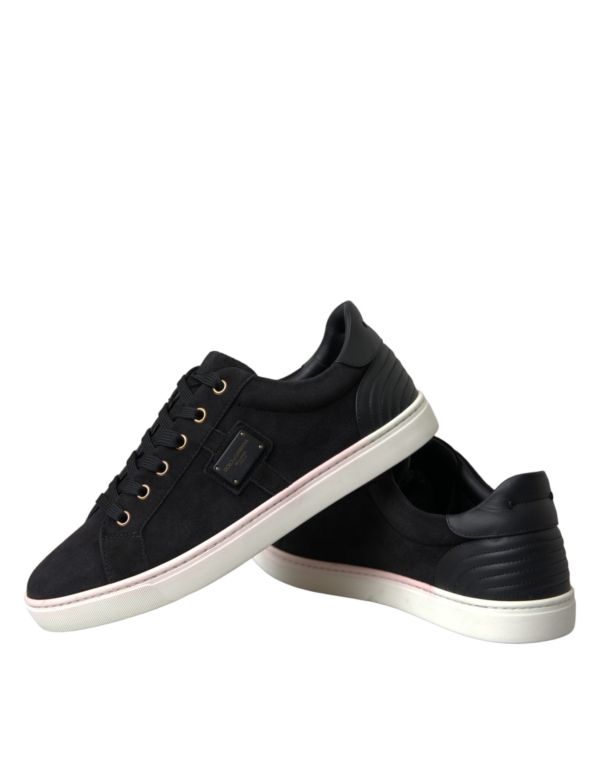Chaussures basses en daim noir Dolce & Gabbana pour homme, sneakers en cuir élégants et modernes.