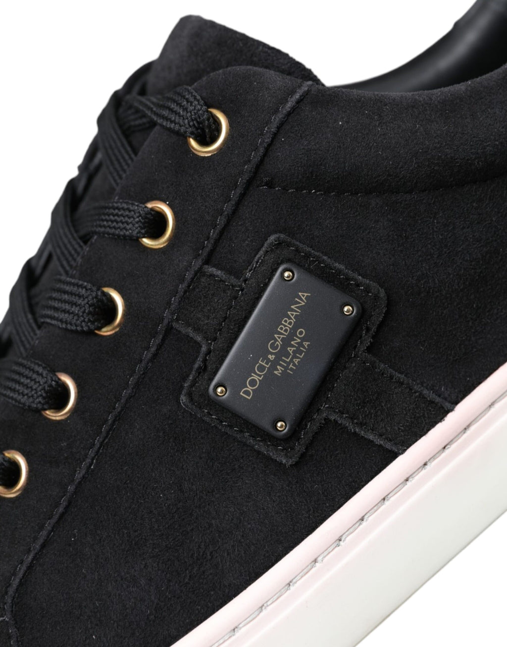 Chaussures pour hommes Dolce & Gabbana en daim noir, baskets basses en cuir pour homme, style décontracté et élégant