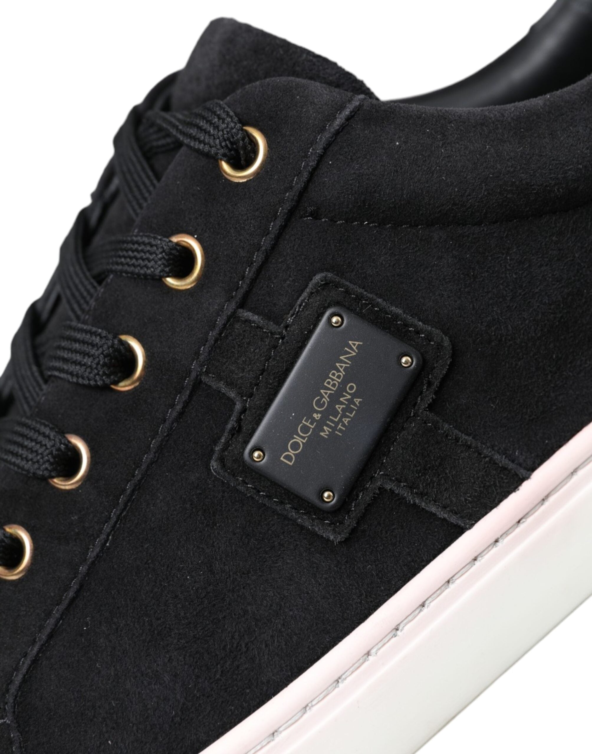 Chaussures pour hommes Dolce & Gabbana en daim noir, baskets basses en cuir pour homme, style décontracté et élégant