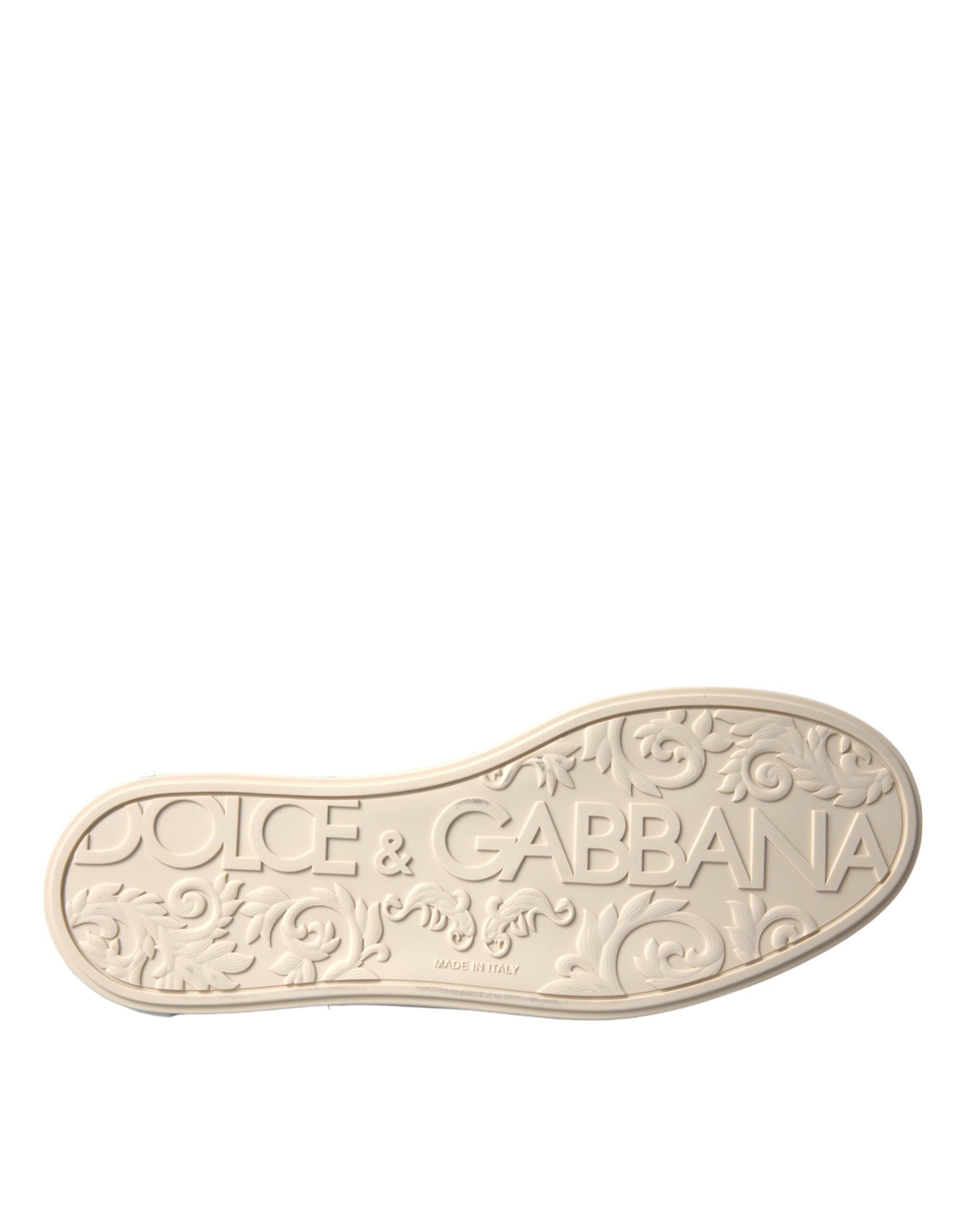 Chaussures pour hommes Dolce & Gabbana Portofino en cuir de veau argenté, baskets élégantes et modernes.