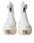 Bottes ankle en cuir blanc de Dolce & Gabbana avec logo en caoutchouc, style élégant et moderne.