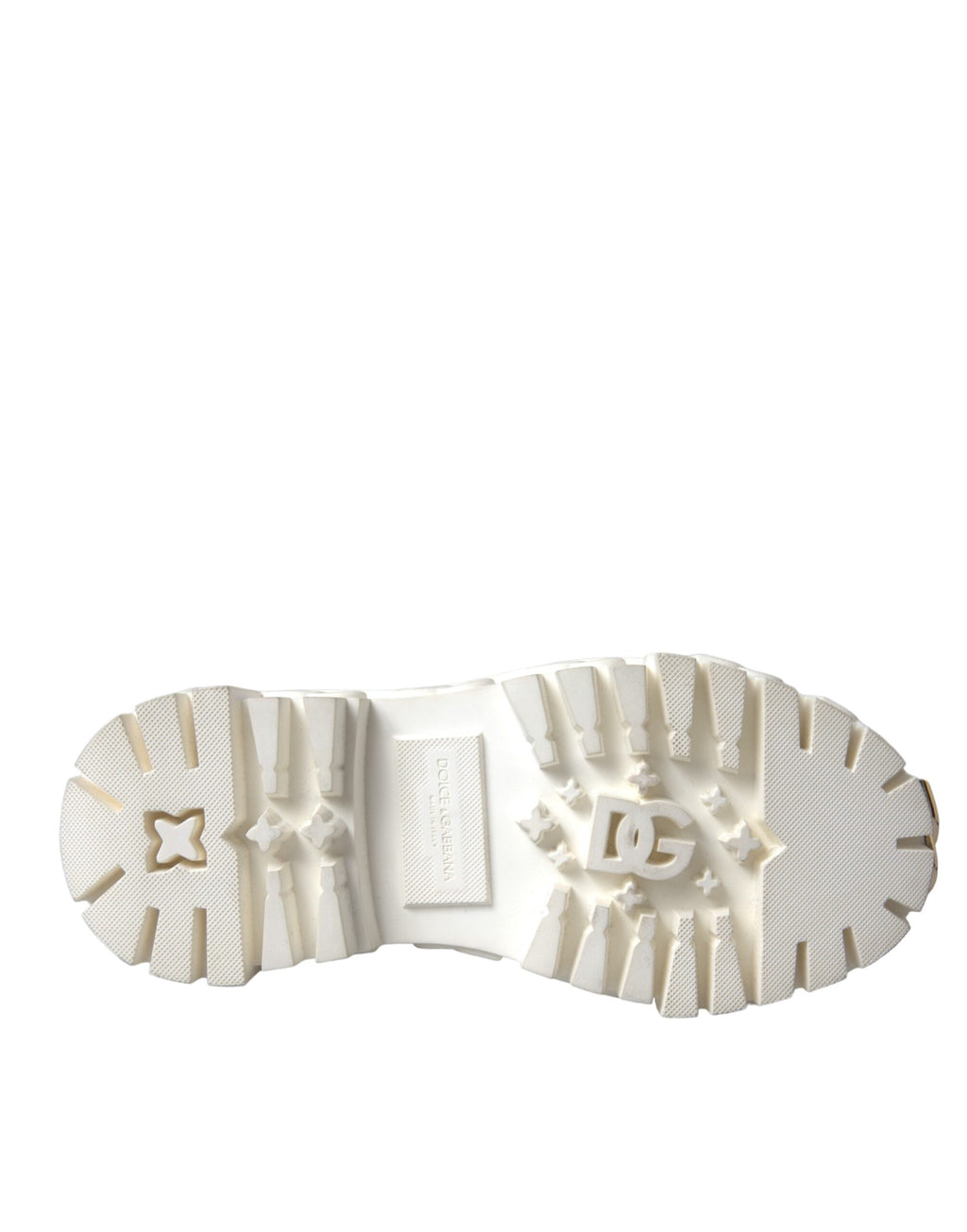 Bottes ankle en cuir blanc avec logo en caoutchouc de Dolce & Gabbana, chaussures élégantes et modernes.