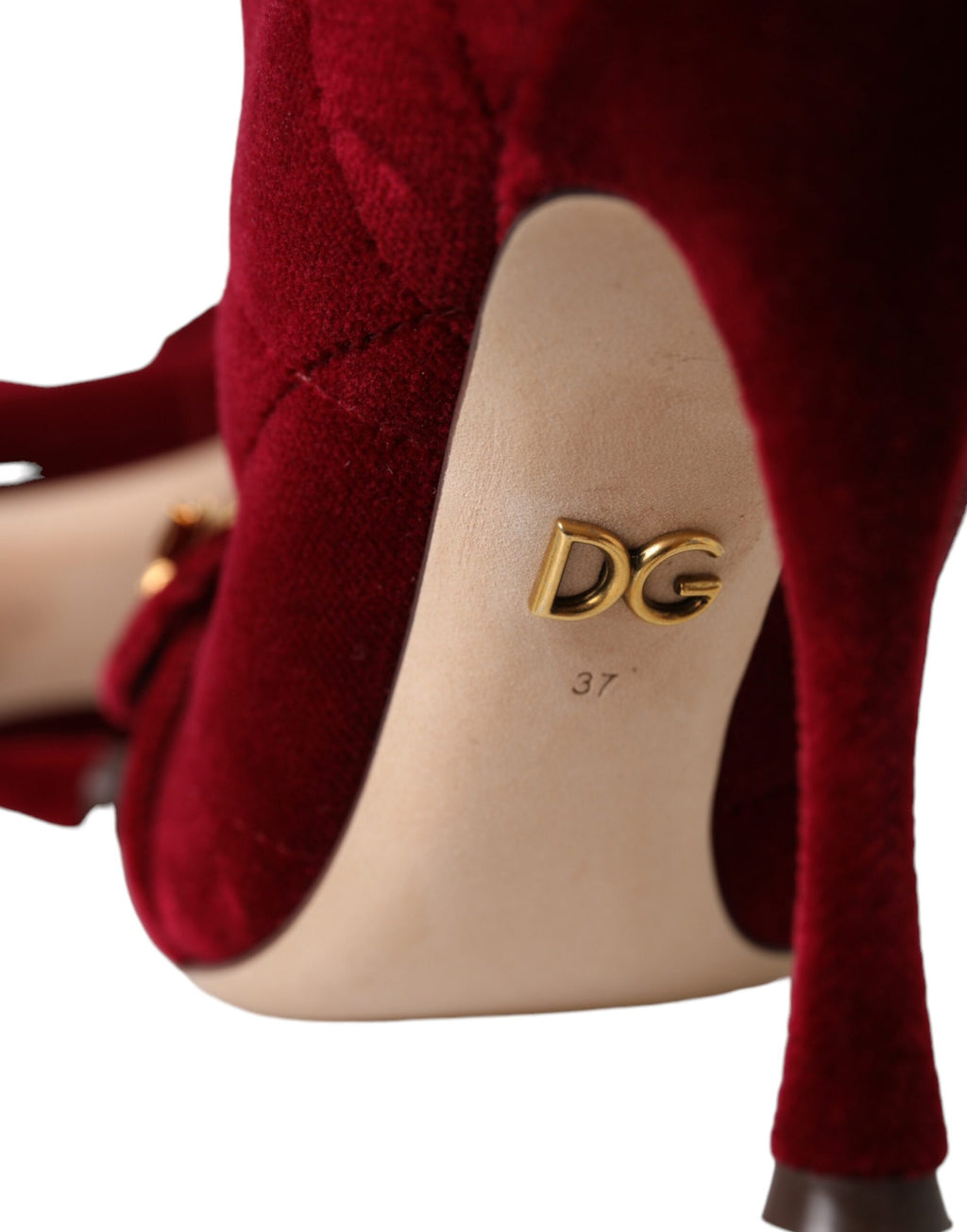 Bottes en velours rouge foncé Dolce & Gabbana Devotion avec boucle, chaussures élégantes et sophistiquées.