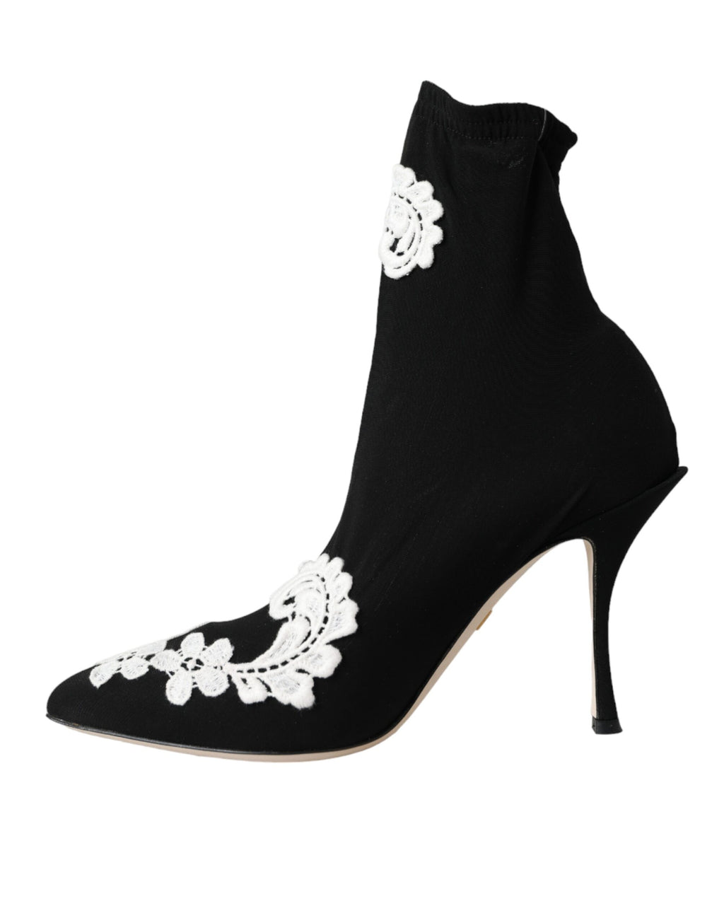 Chaussures slip-on Dolce & Gabbana noires et blanches avec broderie élégante, chaussures à enfiler en style sophistiqué.