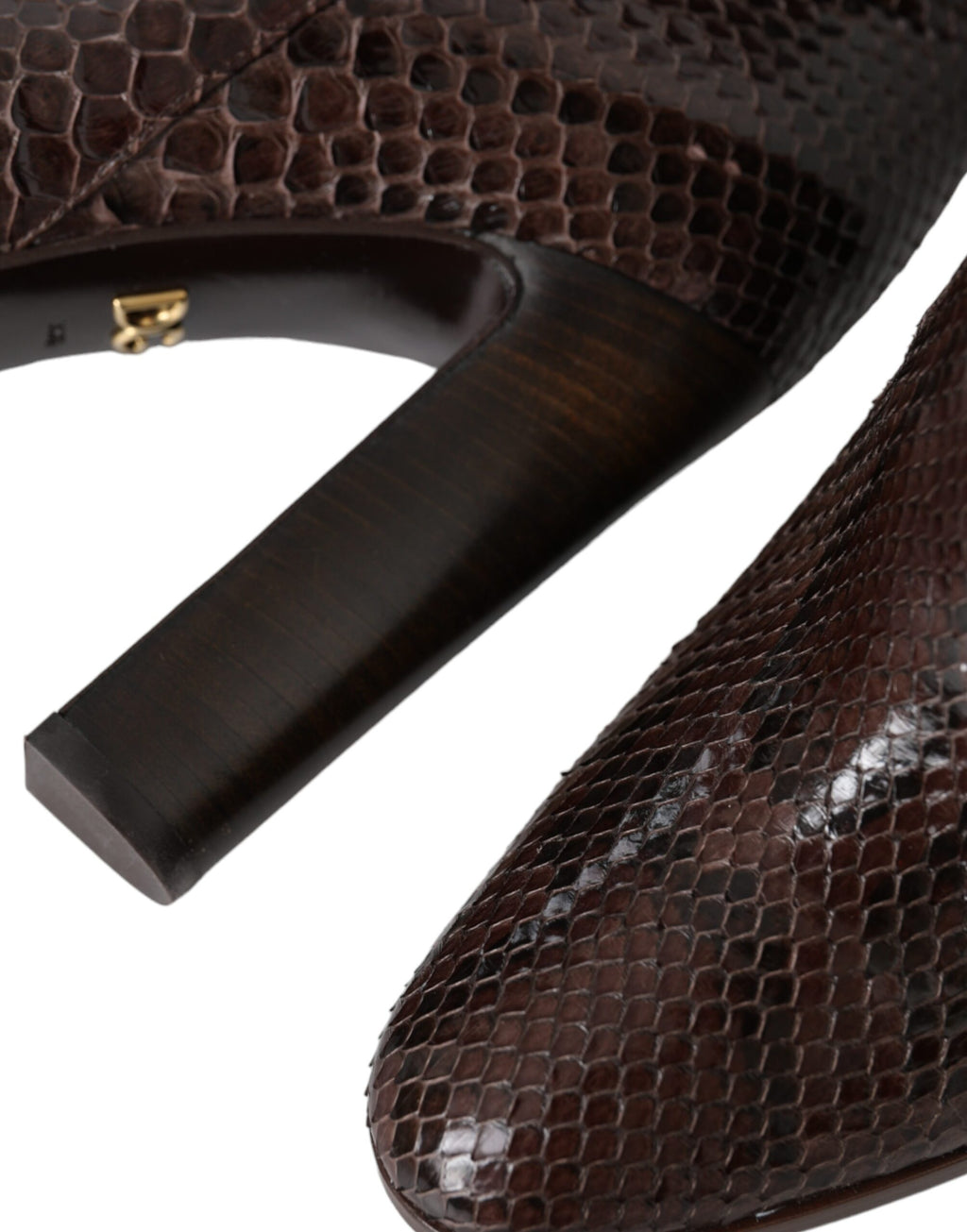 Escarpins à talons en cuir exotique marron de Dolce & Gabbana, bottes hautes élégantes pour femme.