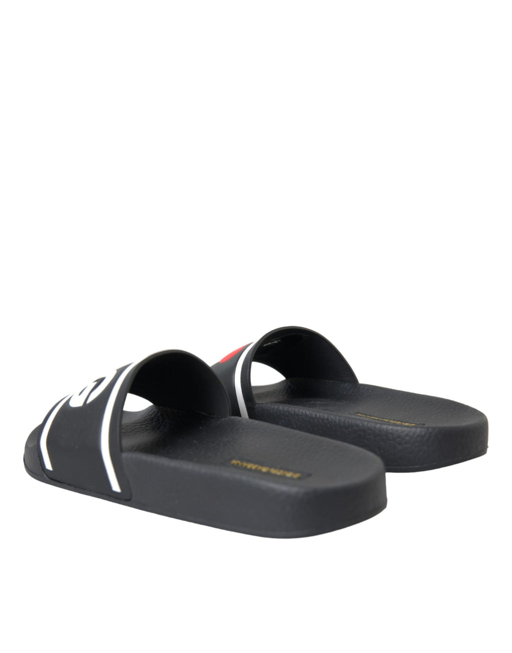 Sandales Dolce & Gabbana en cuir noir avec inscription "I Love D&G", chaussures slides élégantes et confortables.