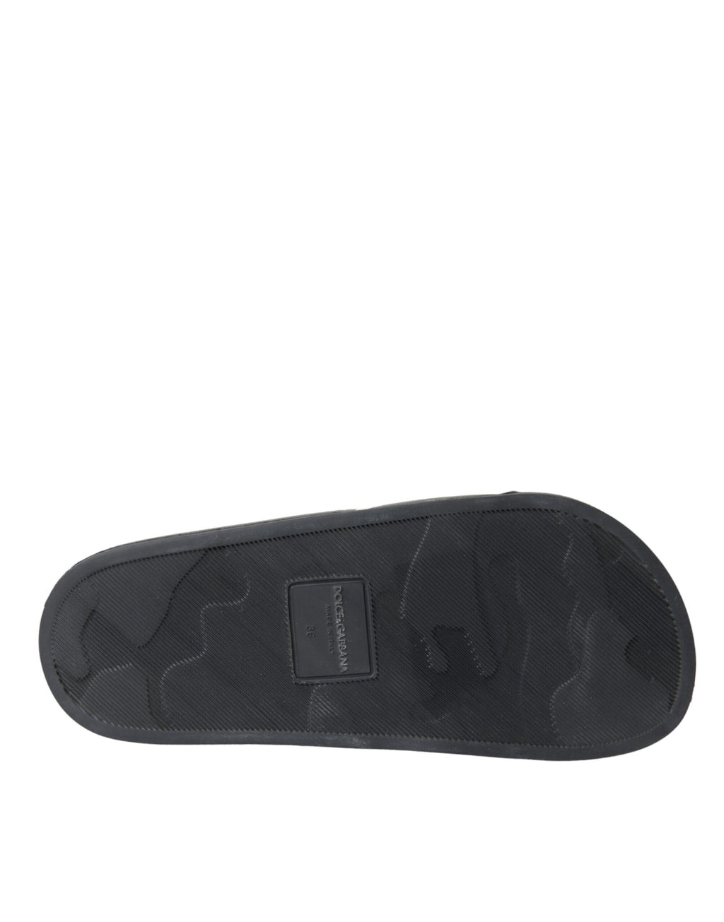 Sandales Dolce & Gabbana en cuir noir I Love D&G, slides élégantes pour femme, avec logo visible sur la chaussure.