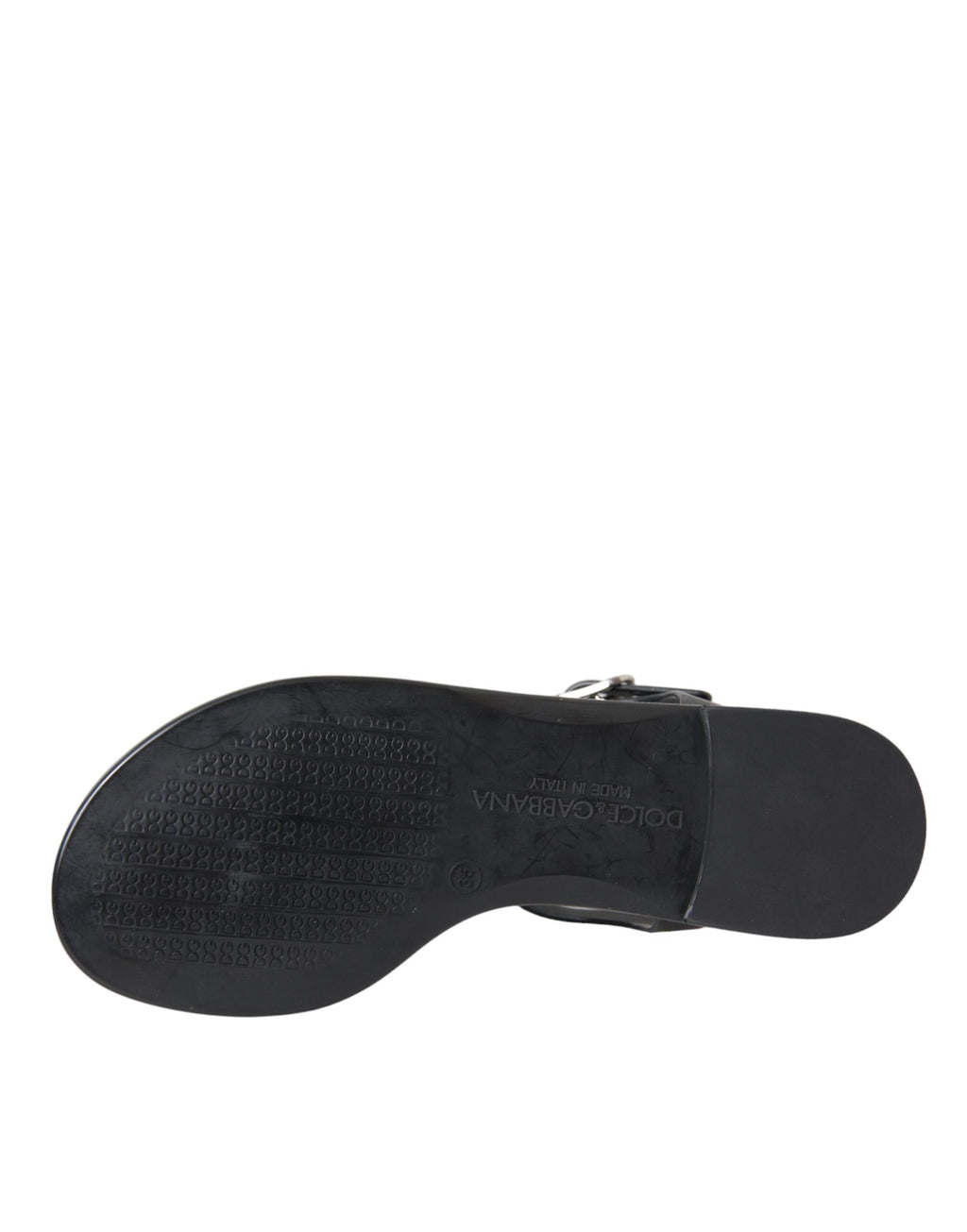 Sandales plates noires Dolce & Gabbana avec cristaux, chaussures de plage élégantes et confortables.