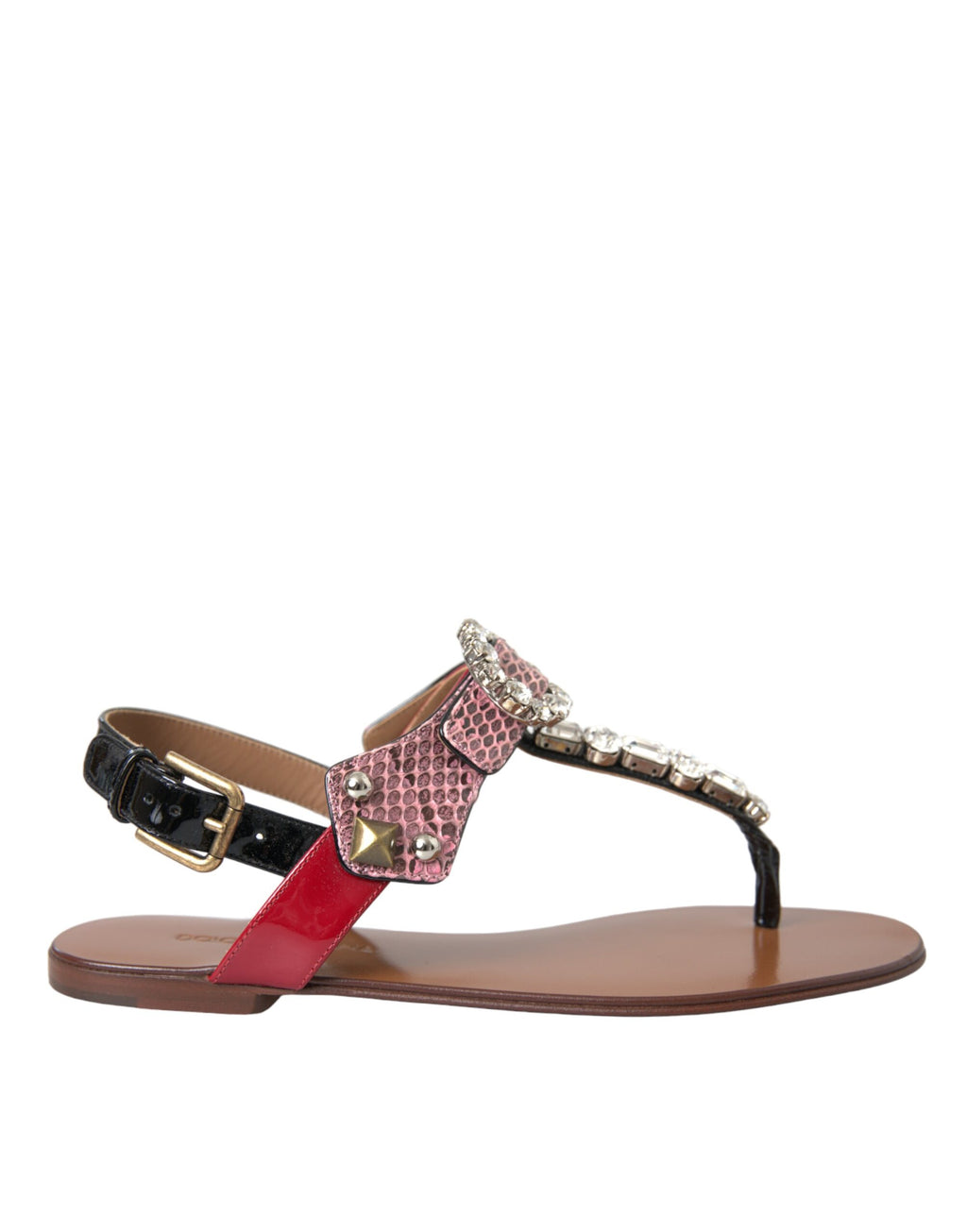 Sandales à franges multicolores Dolce & Gabbana avec cristaux, chaussures de plage élégantes et colorées.