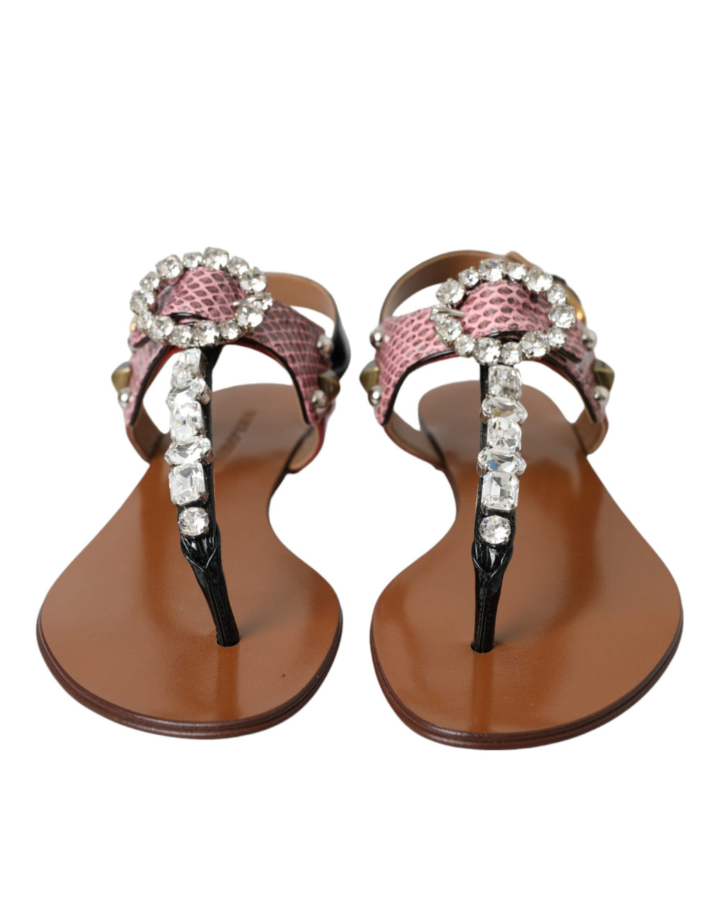 Sandales à semelles en caoutchouc Dolce & Gabbana à cristaux multicolores, chaussures d'été élégantes et colorées.