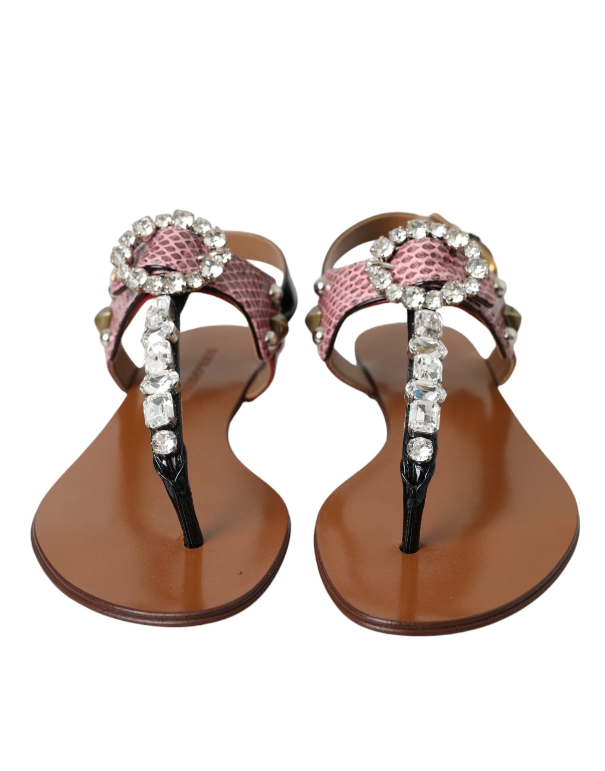Sandales à semelles en caoutchouc Dolce & Gabbana à cristaux multicolores, chaussures d'été élégantes et colorées.
