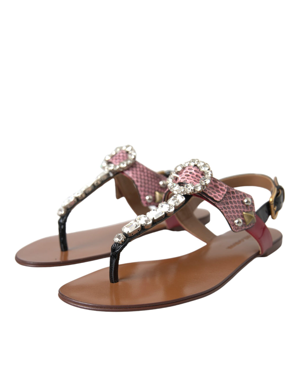 Sandales à semelles en caoutchouc Dolce & Gabbana multicolores avec cristaux, sandales à enfiler élégantes et colorées.
