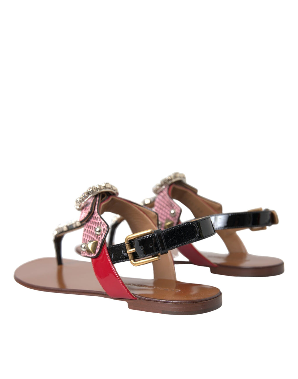Sandales à cristaux multicolores Dolce & Gabbana, sandales plates élégantes avec semelles en caoutchouc.