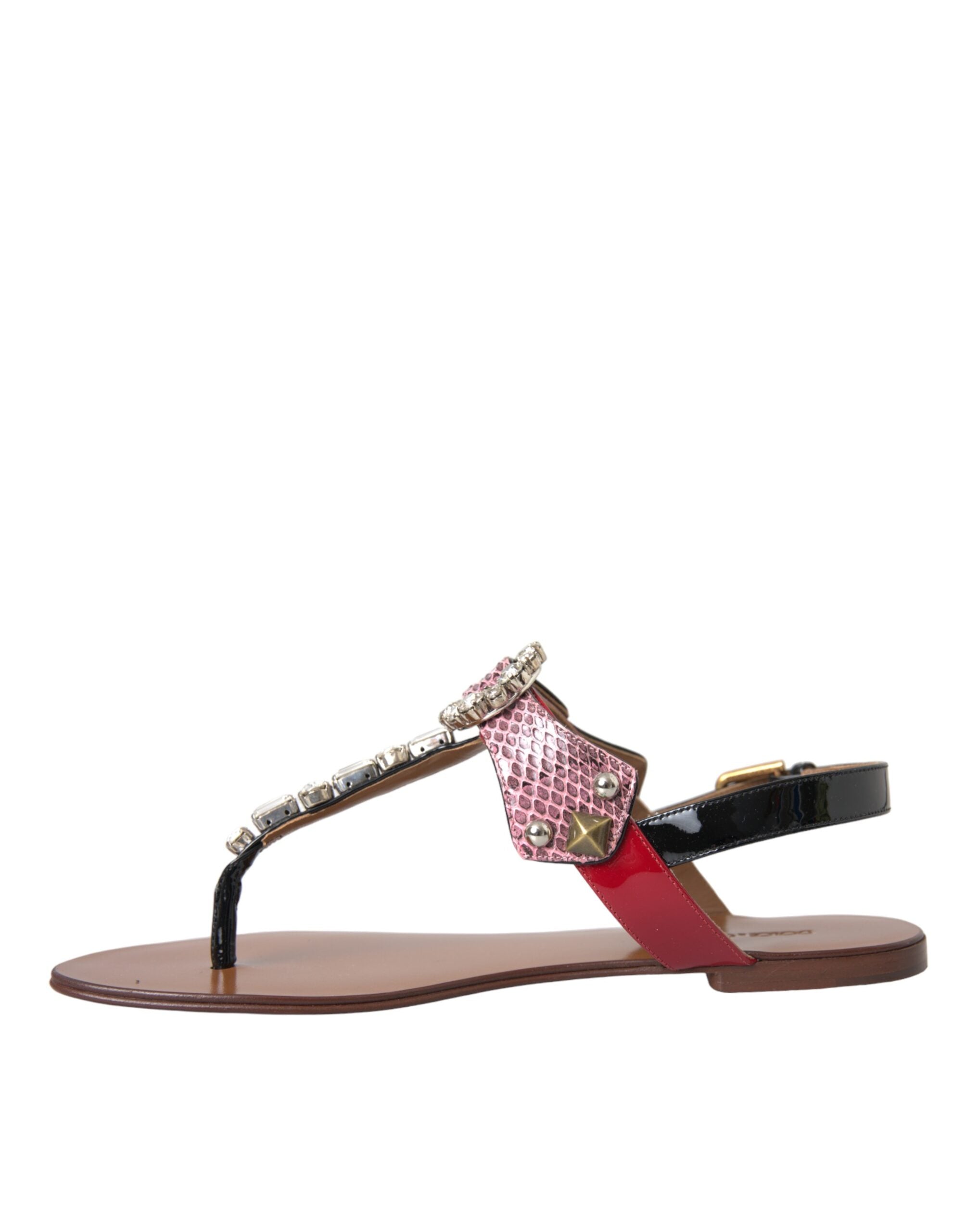 Sandales à semelles en cristal multicolores de Dolce & Gabbana, chaussures de plage élégantes et colorées.