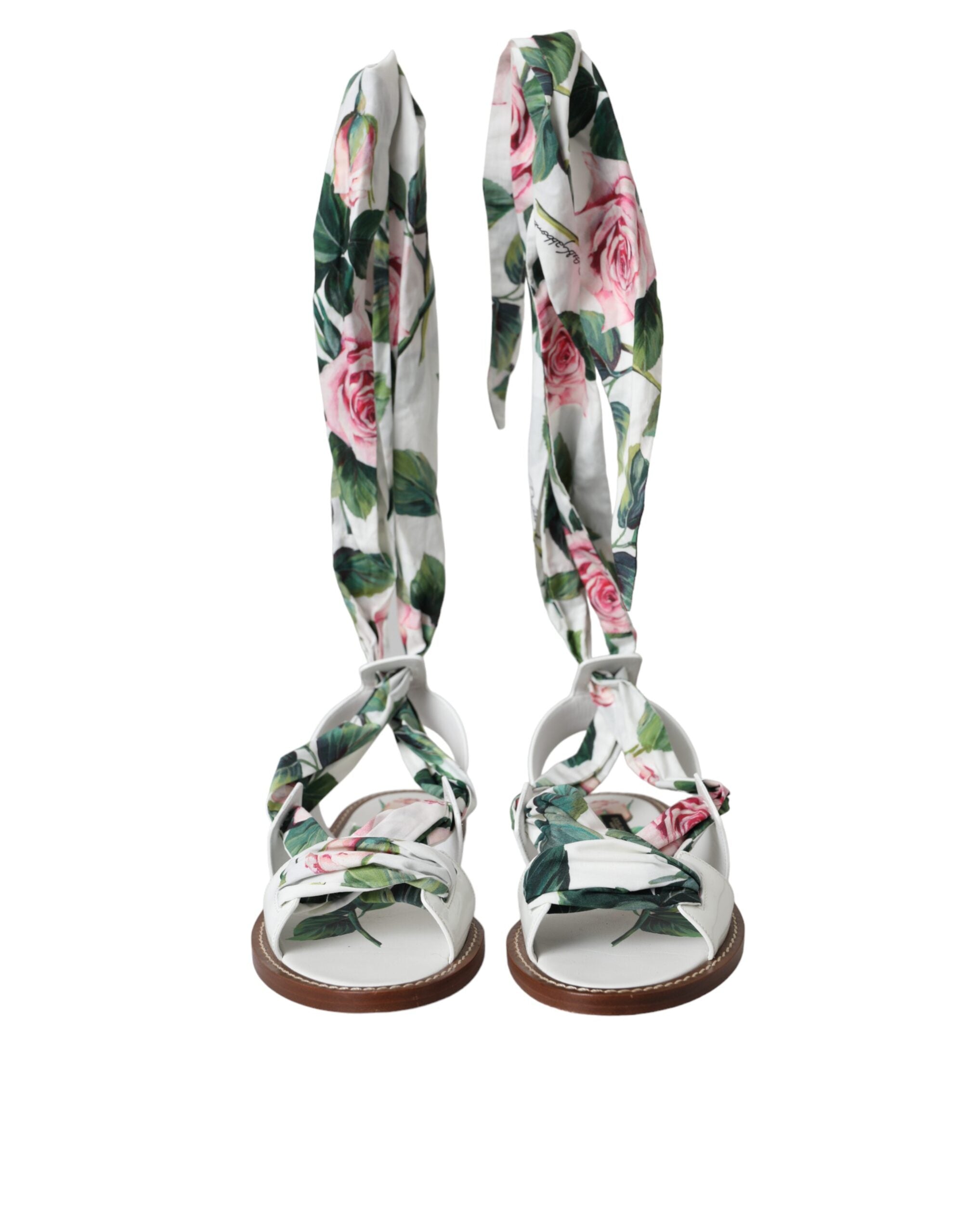 Sandales à talons Dolce & Gabbana à imprimé floral multicolore et bride à la cheville, chaussure élégante et colorée.