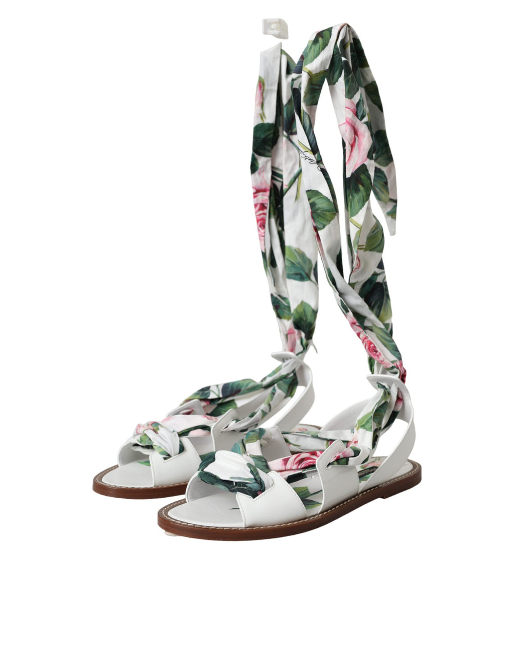 Sandales Dolce & Gabbana à talons mi-hauts avec imprimé floral multicolore et bride à la cheville, chaussures élégantes et colorées.
