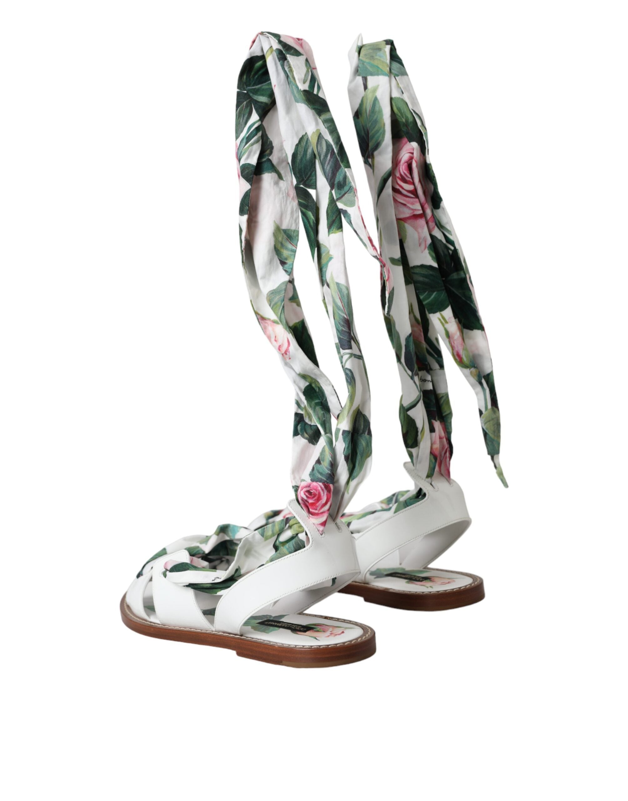 Sandales à talons Dolce & Gabbana à imprimé floral multicolore avec bride à la cheville, chaussures élégantes et colorées.