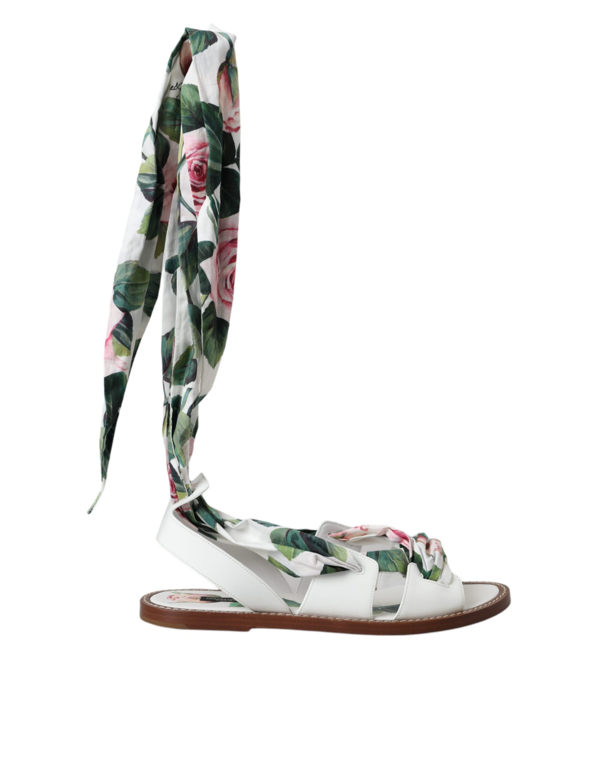 Sandales à talons Dolce & Gabbana imprimé floral multicolore, à enrouler autour de la cheville, pour femme.