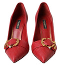 Escarpins en cuir rouge Dolce & Gabbana Devotion, chaussures à talons élégantes pour femmes.