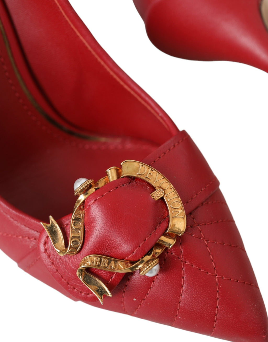 Escarpins en cuir rouge Dolce & Gabbana Devotion, talons hauts élégants et raffinés pour femmes.