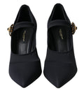Chaussures à talons noires Dolce & Gabbana Mary Jane en jersey avec cristaux, élégantes et sophistiquées.