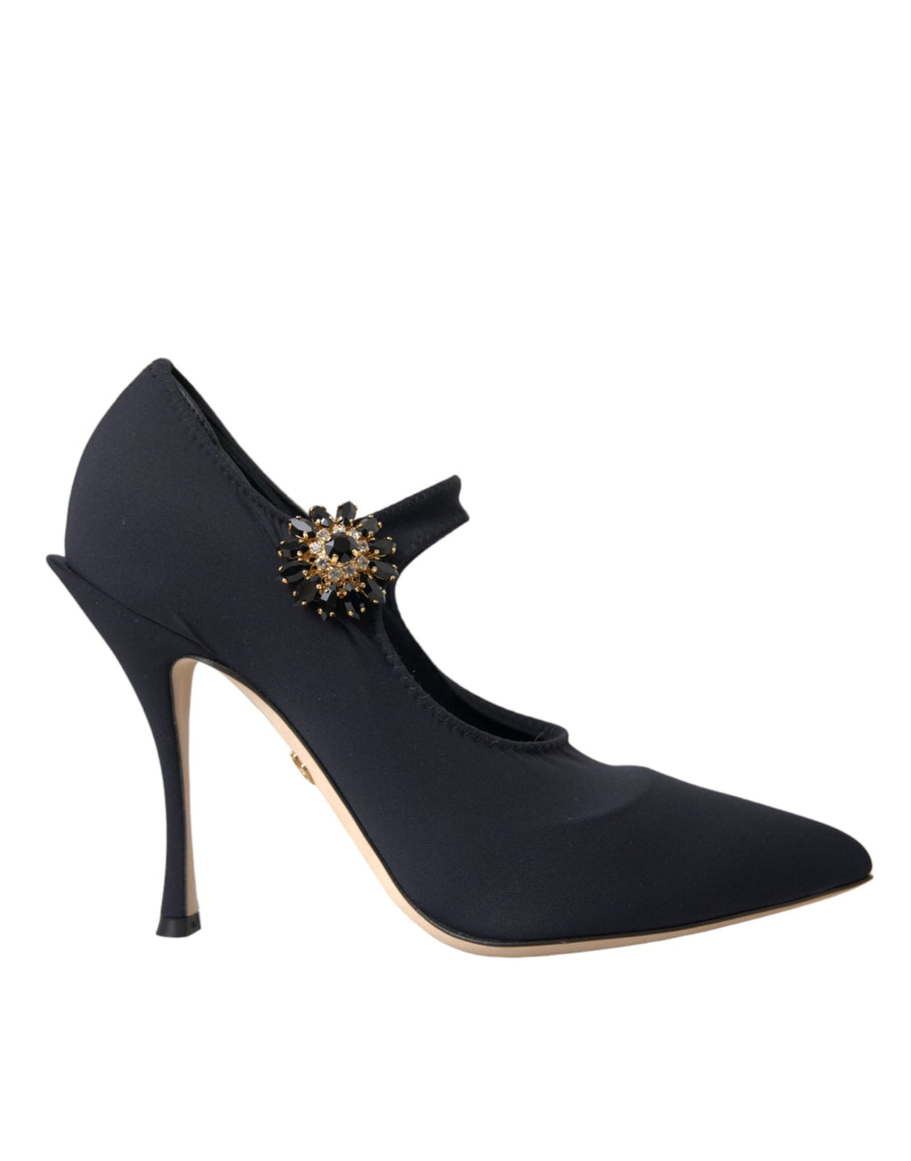 Chaussures à talons Dolce & Gabbana Mary Jane noires en jersey avec cristaux, style élégant et sophistiqué.