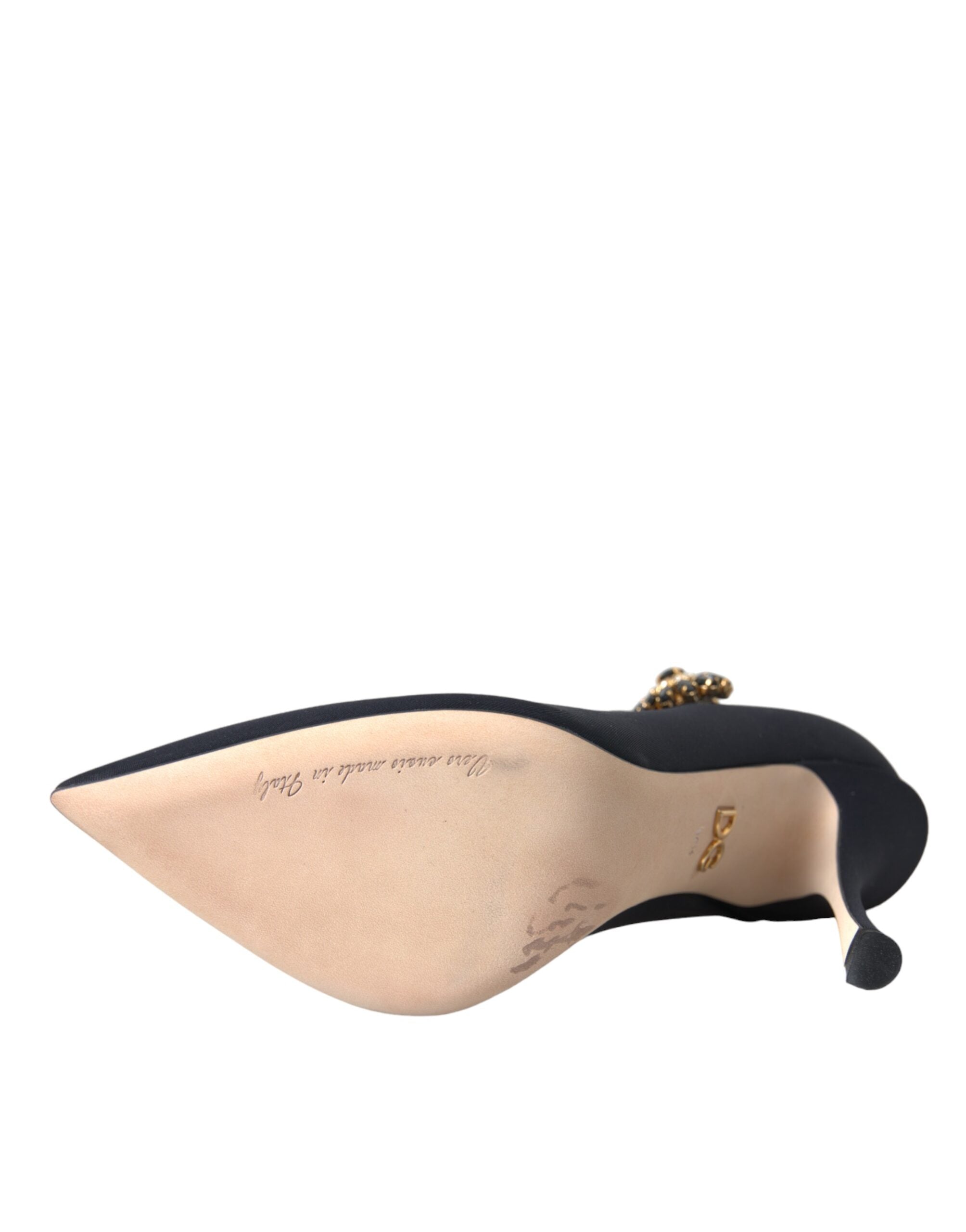 Chaussures Dolce & Gabbana Mary Jane en jersey noir avec cristaux, style élégant et sophistiqué pour femmes.