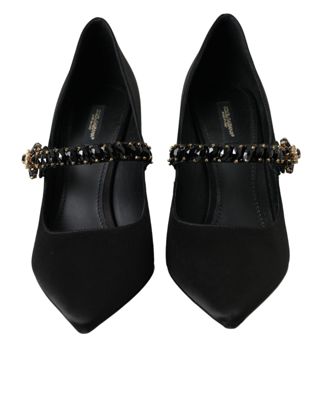 Chaussures à talons Dolce & Gabbana Mary Jane noires avec cristaux, style élégant et sophistiqué pour femme.