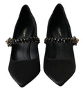 Chaussures à talons Dolce & Gabbana Mary Jane noires avec cristaux, style élégant et sophistiqué pour femme.