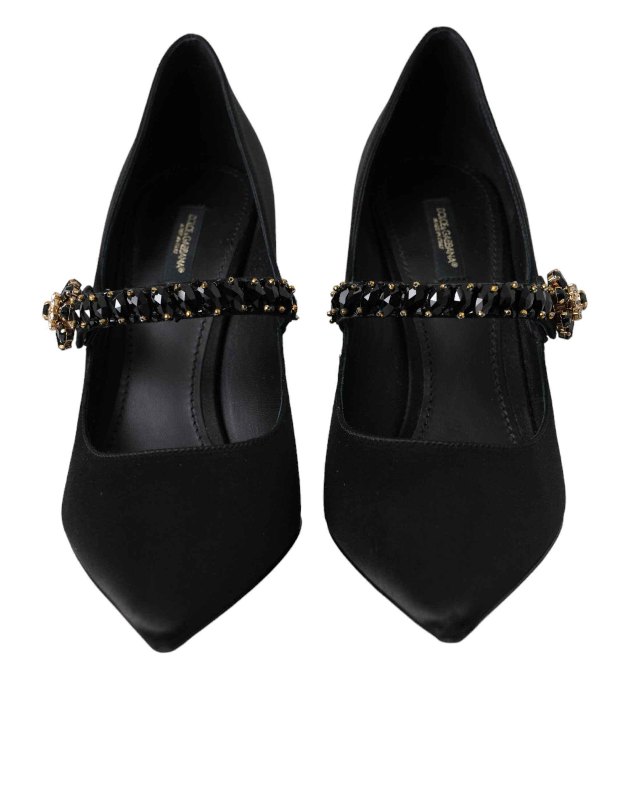 Chaussures à talons Dolce & Gabbana Mary Jane noires avec cristaux, style élégant et sophistiqué pour femme.