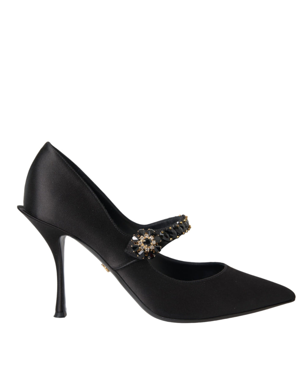 Chaussures à talons Dolce & Gabbana Mary Jane noires avec cristaux, style élégant pour femmes.
