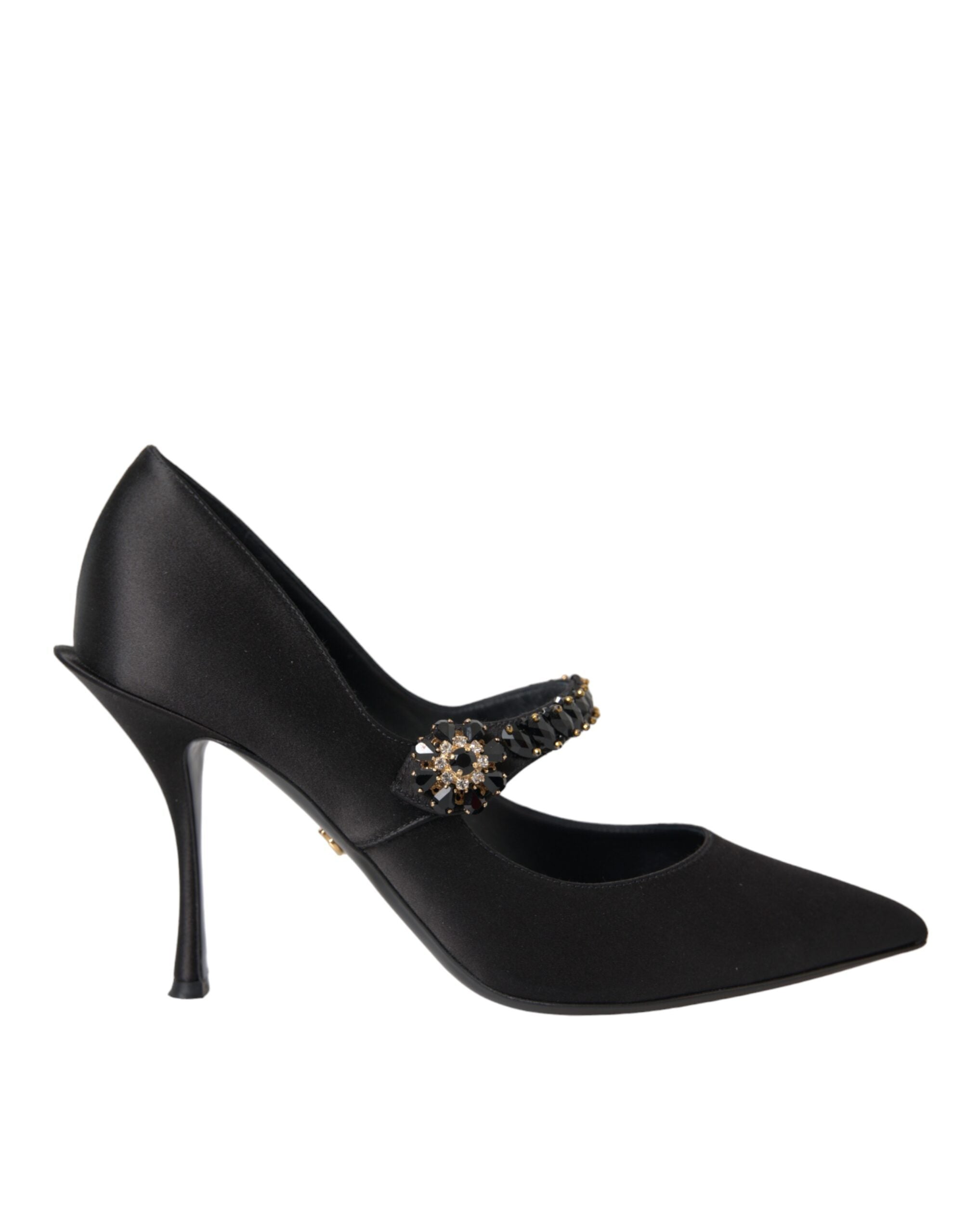 Chaussures Dolce & Gabbana Mary Jane noires à talons avec cristaux, élégantes et sophistiquées.