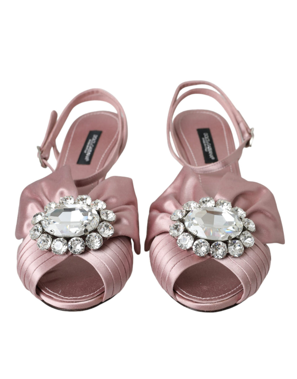 Sandales roses Dolce & Gabbana Keira Crystal avec talons, chaussures élégantes ornées de cristaux brillants.