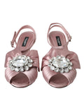 Sandales roses Dolce & Gabbana Keira Crystal avec talons, chaussures élégantes ornées de cristaux brillants.