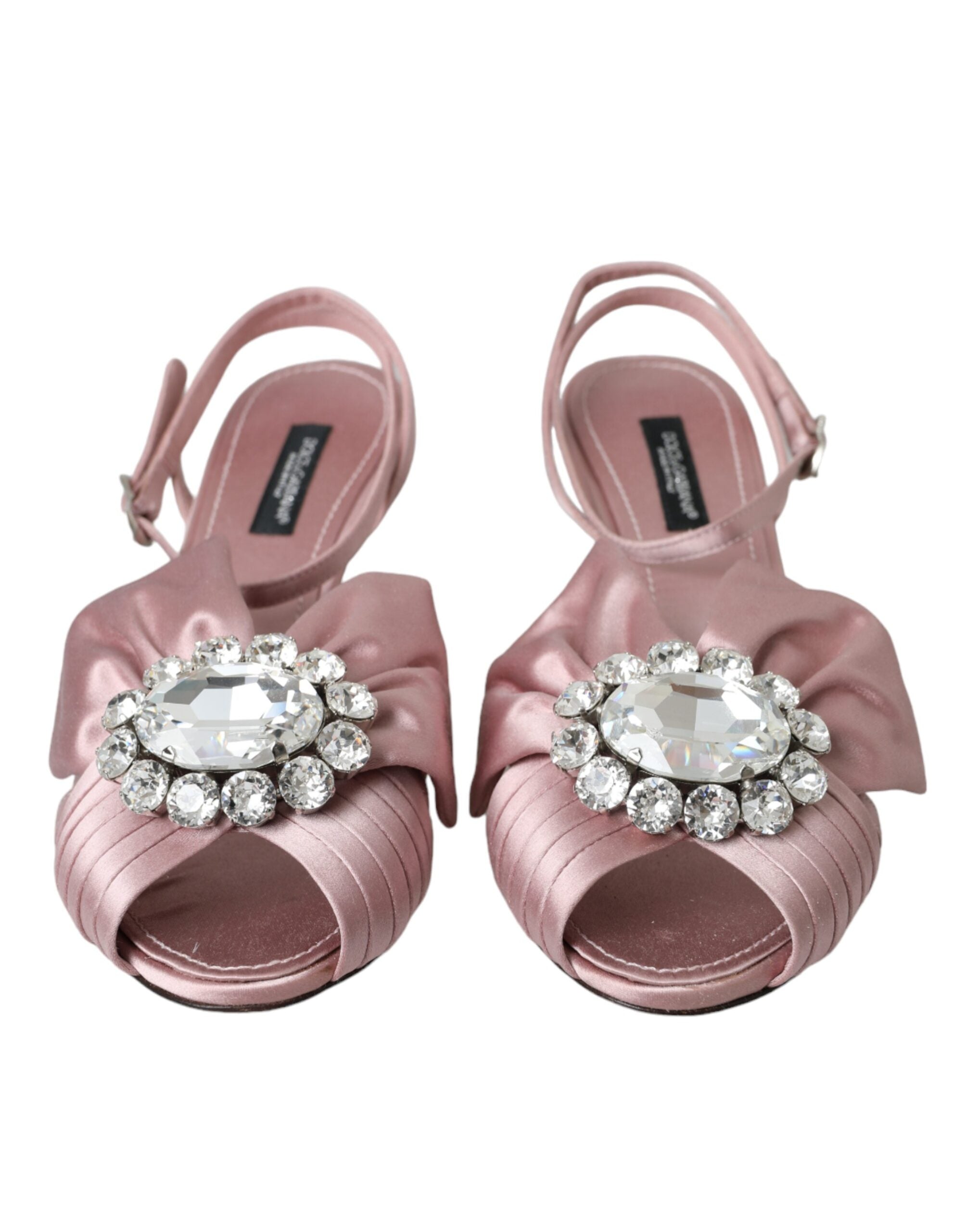 Sandales roses Dolce & Gabbana Keira Crystal avec talons, chaussures élégantes ornées de cristaux brillants.