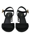 Sandales noires Dolce & Gabbana Keira avec cristaux et bride à la cheville, élégantes chaussures à talons.
