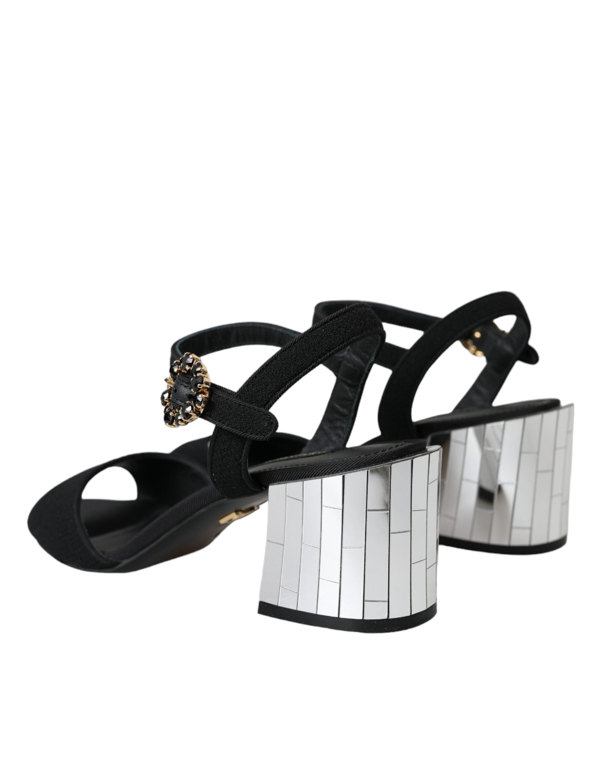 Sandales noires Dolce & Gabbana Keira avec cristaux à bride à la cheville, élégantes et sophistiquées.
