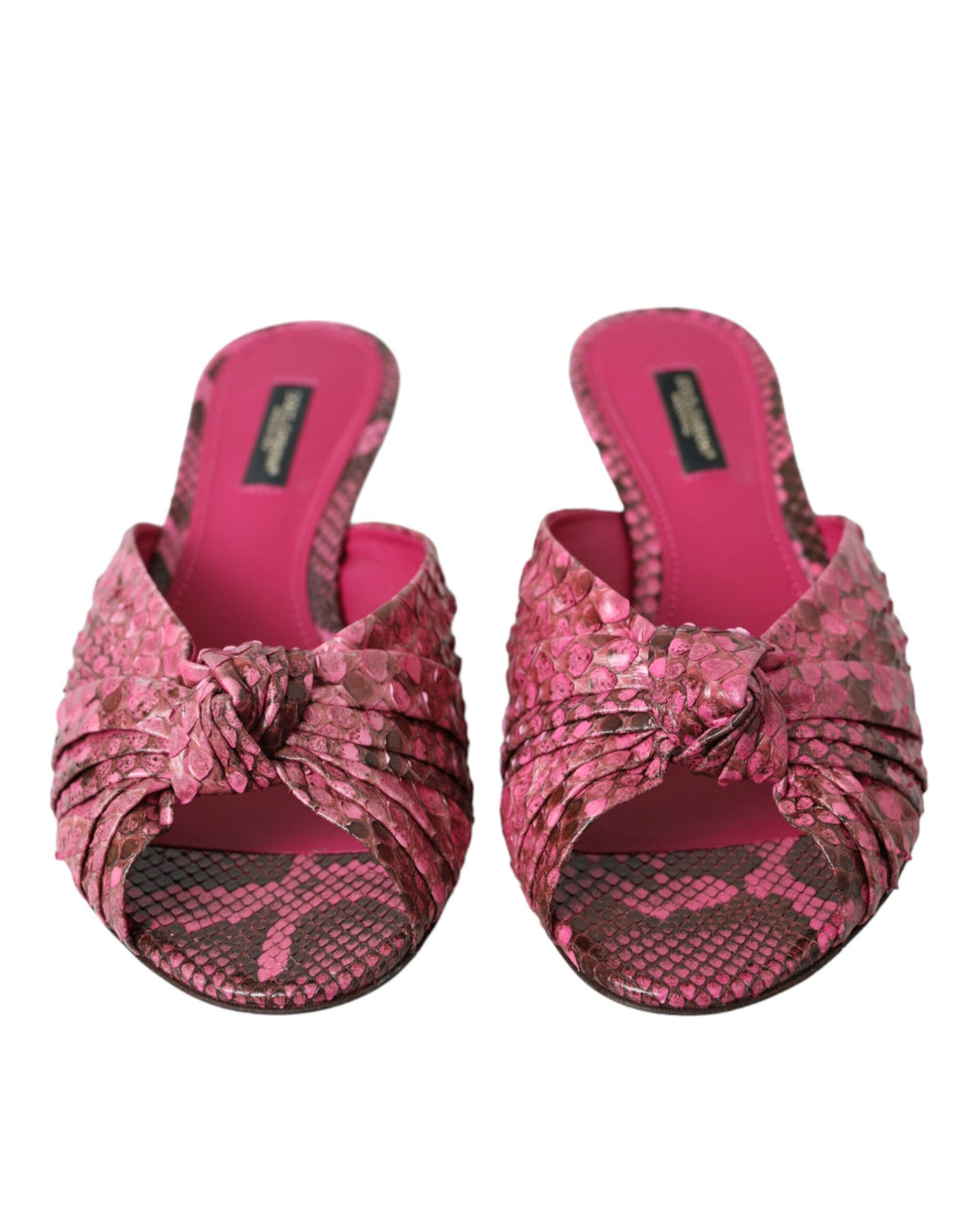 Chaussures Dolce & Gabbana mules à talon kitten en cuir exotique rose, élégantes et tendance.
